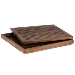 Deska do krojenia chleba - GN 2/3 - drewno orzechowe - wyjmowana tacka na okruchy