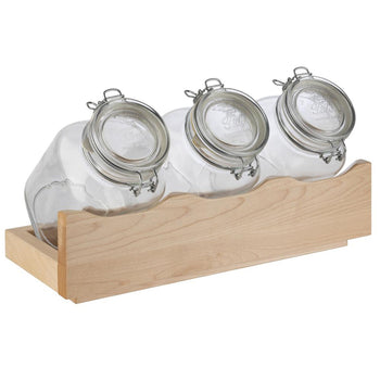 Stojak bufetowy - GOOD MORNING - zestaw 4-częściowy - drewniany stojak z 3 szklankami - Prime Gastro