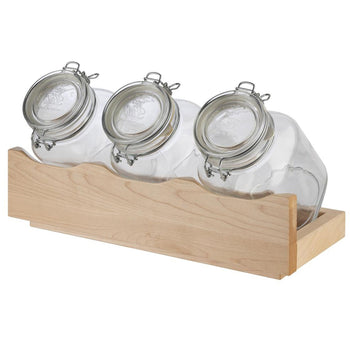 Stojak bufetowy - GOOD MORNING - zestaw 4-częściowy - drewniany stojak z 3 szklankami - Prime Gastro