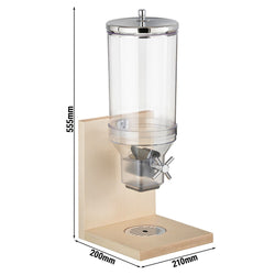 Dozownik do płatków śniadaniowych - BRIDGE - plastikowy pojemnik - 4,5 litra - drewniana podstawa