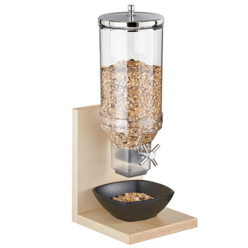 Dozownik do płatków śniadaniowych - BRIDGE - plastikowy pojemnik - 4,5 litra - drewniana podstawa - Prime Gastro