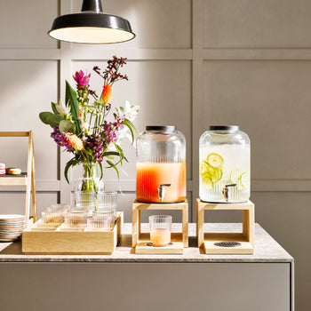 Dozownik napojów - VALO - zestaw 2-częściowy - szklany pojemnik z kranikiem - 7 litrów - wraz z podstawą - Prime Gastro