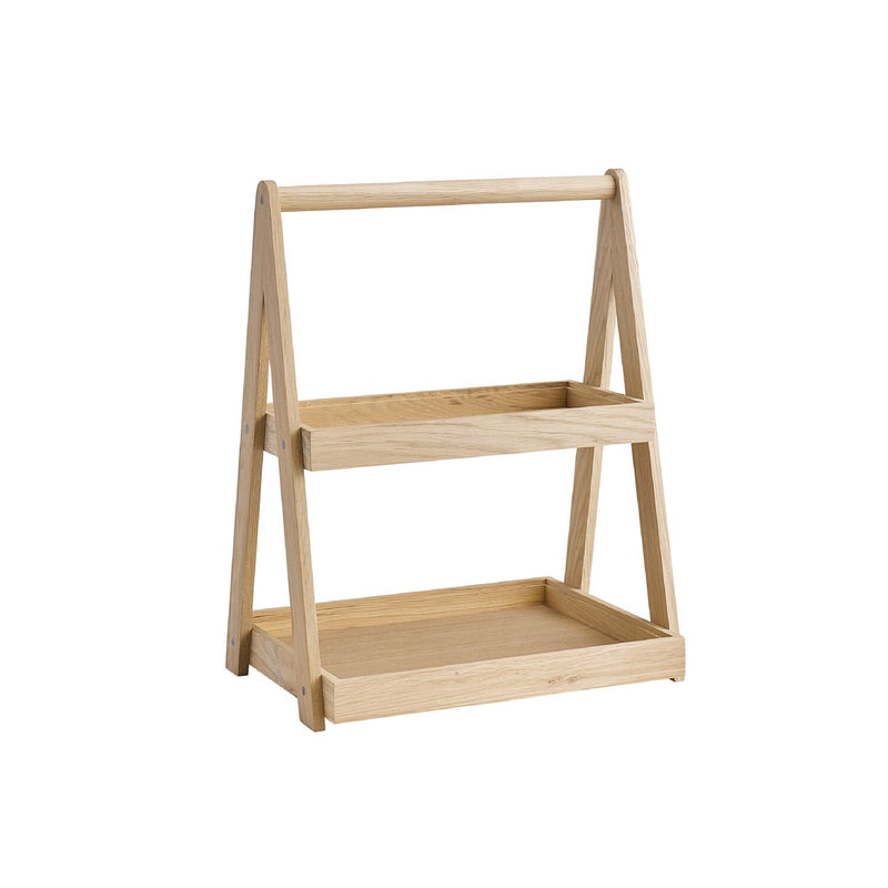 Etagère - VALO - 2 - poziomowy - Kątowy - Drewno dębowe - Wysokość: 445 mm