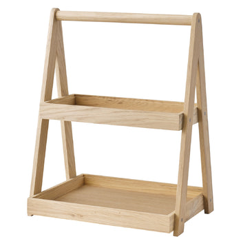 Etagère - VALO - 2-poziomowy - Kątowy - Drewno dębowe - Wysokość: 445 mm - Prime Gastro