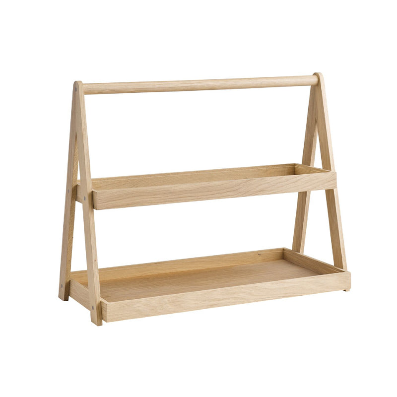 Etagère - VALO - 2 - poziomowy - Kątowy - Drewno dębowe - Wysokość: 445 mm