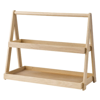 Etagère - VALO - 2-poziomowy - Kątowy - Drewno dębowe - Wysokość: 445 mm - Prime Gastro