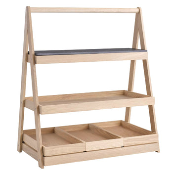 Etagère - VALO - 3-poziomowy - Kątowy - Drewno dębowe - Wysokość: 640 mm - Prime Gastro