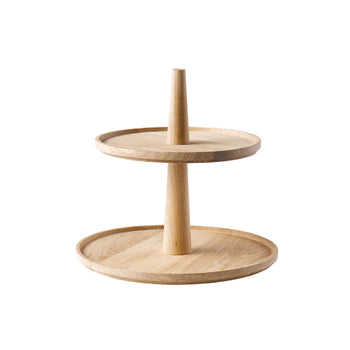 Etażerka - VALO - 2-poziomowa - Okrągła - Drewno dębowe - Wysokość: 280 mm - Prime Gastro