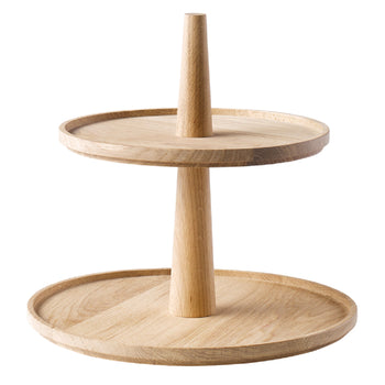 Etażerka - VALO - 2-poziomowa - Okrągła - Drewno dębowe - Wysokość: 280 mm - Prime Gastro