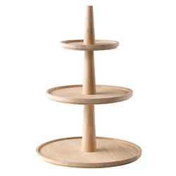 Etażerka - VALO - 3 - poziomowa - Okrągła - Drewno dębowe - Wysokość: 420 mm