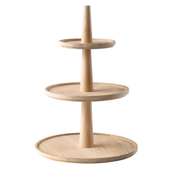 Etażerka - VALO - 3-poziomowa - Okrągła - Drewno dębowe - Wysokość: 420 mm - Prime Gastro