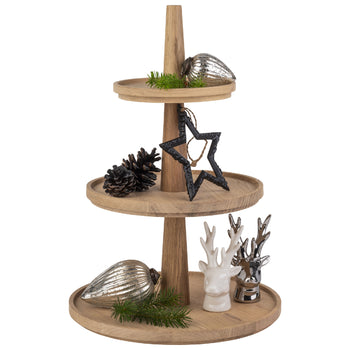 Etażerka - VALO - 3-poziomowa - Okrągła - Drewno dębowe - Wysokość: 420 mm - Prime Gastro