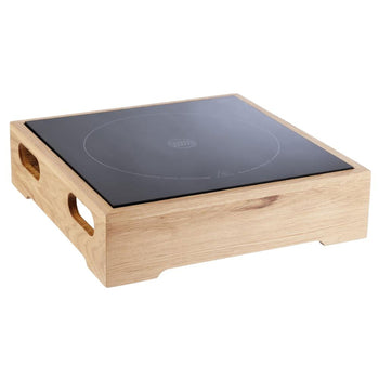 Stacja indukcyjna - VALO - 2-częściowa - 385x385mm - z płytą indukcyjną 2 kW i drewnianą ramą - Prime Gastro