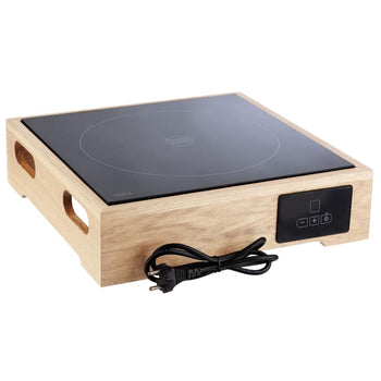 Stacja indukcyjna - VALO - 2-częściowa - 385x385mm - z płytą indukcyjną 2 kW i drewnianą ramą - Prime Gastro