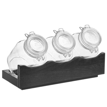 Stojak bufetowy - GOOD MORNING - zestaw 4-częściowy - drewniany stojak z 3 szklankami - Prime Gastro