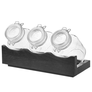 Stojak bufetowy - GOOD MORNING - zestaw 4-częściowy - drewniany stojak z 3 szklankami - Prime Gastro