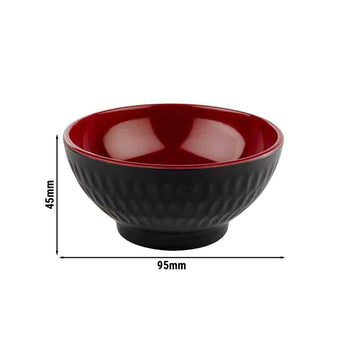 (6 sztuk) Miska - ASIA PLUS - melamina - 0,13 litra - Ø 95 mm - czarno-czerwona - Prime Gastro