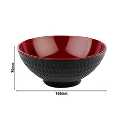 (6 sztuk) Miska - ASIA PLUS - Melamina - 0,60 litra - Ø 160 mm - Czarny/Czerwony