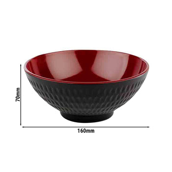 (6 sztuk) Miska - ASIA PLUS - Melamina - 0,60 litra - Ø 160 mm - Czarny/Czerwony - Prime Gastro