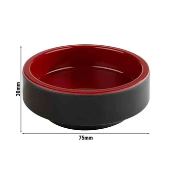(6 sztuk) Miseczki - ASIA PLUS - melamina - okrągłe - Ø 75 mm - czarne/czerwone - Prime Gastro