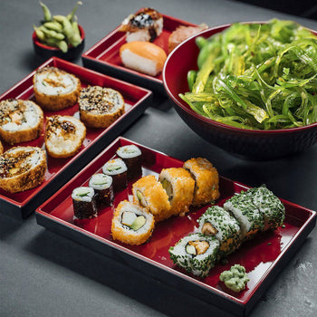 (6 sztuk) Miska - ASIA PLUS - melamina - kwadratowa - czarna - Prime Gastro