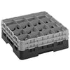 CAMBRO | Kosz do zmywarki na szkło 1/1 CAMRACK® – 16 przegródek, 2 nadstawki – 500 x 500 mm – maks. wysokość szkła: 155 mm – czarny, zdjęcie 1 z 3