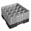 CAMBRO | Kosz do zmywarki na szkło 1/1 CAMRACK® – 16 przegródek, 4 nadstawki – 500 x 500 mm – maks. wysokość szkła: 215 mm – czarny, zdjęcie 1 z 3