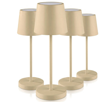 (4 sztuki) Lampa stołowa – MERLE – z 3 - stopniową regulacją jasności – Ø 110 mm – kolor piaskowy