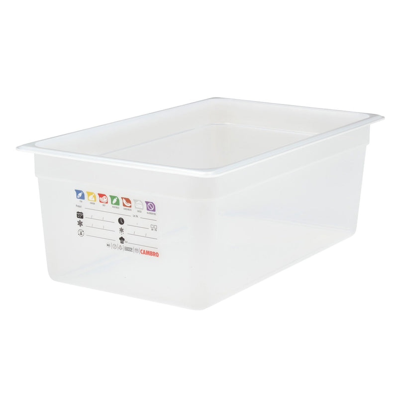 (6 sztuk) CAMBRO | SafeTrak – pojemniki z polipropylenu GN 1/1 – kolor mleczny – wysokość: 200 mm