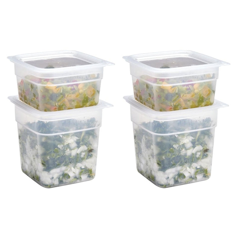 CAMBRO | CAMSQUARES® - Zestaw pojemników FreshPro - 8 sztuk - 2x 0,95 litra i 2x 0,47 litra - Przezroczysty