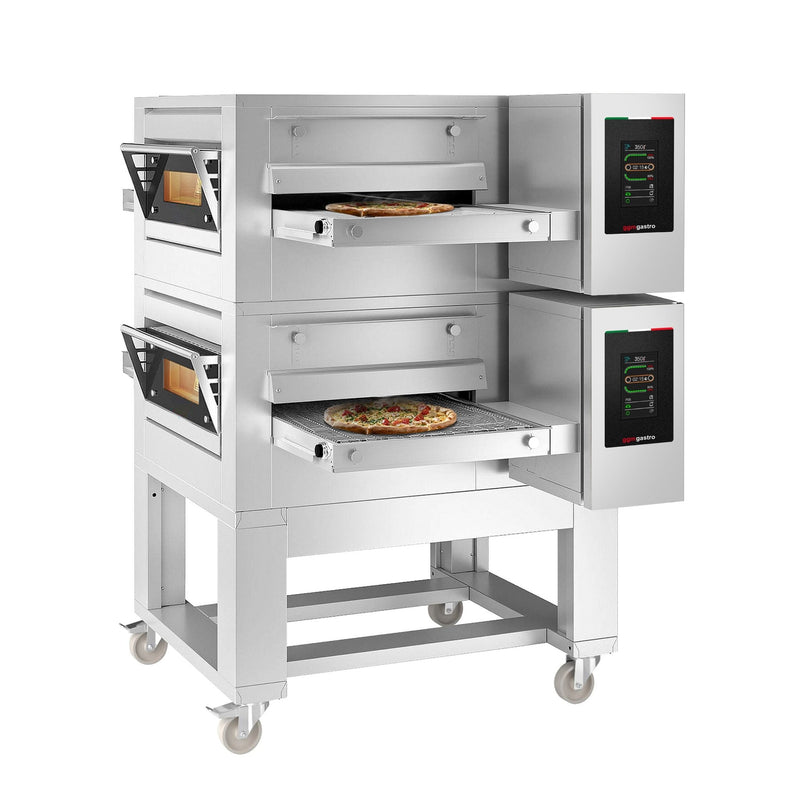 (2 szt.) Elektryczny piec przelotowy do pizzy - 1670x2150mm - cyfrowy - szerokość taśmy: 800mm - włącznie z ramą podstawy