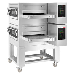 (2 szt.) Elektryczny piec przelotowy do pizzy - 1260x1750mm - cyfrowy - szerokość taśmy: 500mm - włącznie z ramą podstawy
