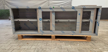 Szafka ścienna ze stali nierdzewnej - 2000x400 mm - z przesuwanymi szklanymi drzwiami - 650 mm wysokości - Prime Gastro