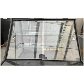 Lada chłodnicza TORONTO - 1000 mm - drewniany panel przedni - 2 półki - blat roboczy kuchenny z czarnego granitu - Prime Gastro