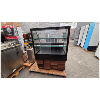 Lada chłodnicza TORONTO - 1000 mm - drewniany panel przedni - 2 półki - blat roboczy kuchenny z czarnego granitu - Prime Gastro