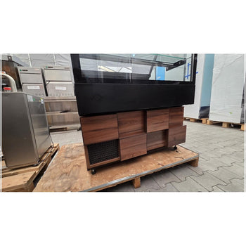 Lada chłodnicza TORONTO - 1000 mm - drewniany panel przedni - 2 półki - blat roboczy kuchenny z czarnego granitu - Prime Gastro