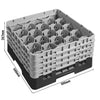 CAMBRO | CAMRACK® - kosz do mycia szklanek 1/1 z 4 przedłużkami - 500x500mm - 20 przegródek - Czarny