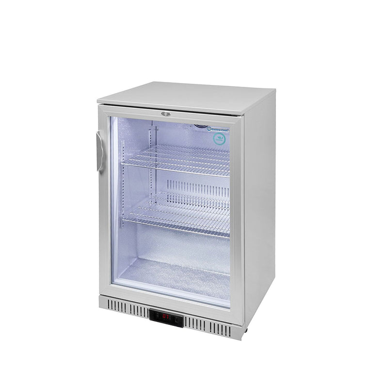 GASTRO-COOL | Chłodziarka barowa - 600 mm - 128 litrów - z 1 szklanymi drzwiami - srebrna