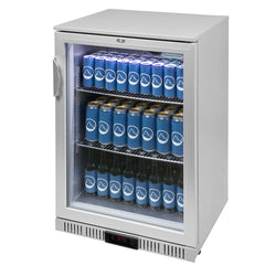 GASTRO-COOL | Chłodziarka barowa - 600 mm - 128 litrów - z 1 szklanymi drzwiami - srebrna