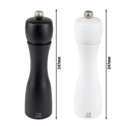 (6 sztuk) PEUGEOT | TAHITI – Młynek do soli i do pieprzu – drewno – czarny / biały matowy – wysokość: 200 mm
