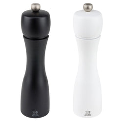 (6 sztuk) PEUGEOT | TAHITI – Młynek do soli i do pieprzu – drewno – czarny / biały matowy – wysokość: 200 mm
