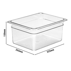 (6 sztuk) CAMBRO | Camview® - pojemnik GN z kopolimeru 1/2 - przezroczysty - wysokość: 150 mm - nie zawiera BPA