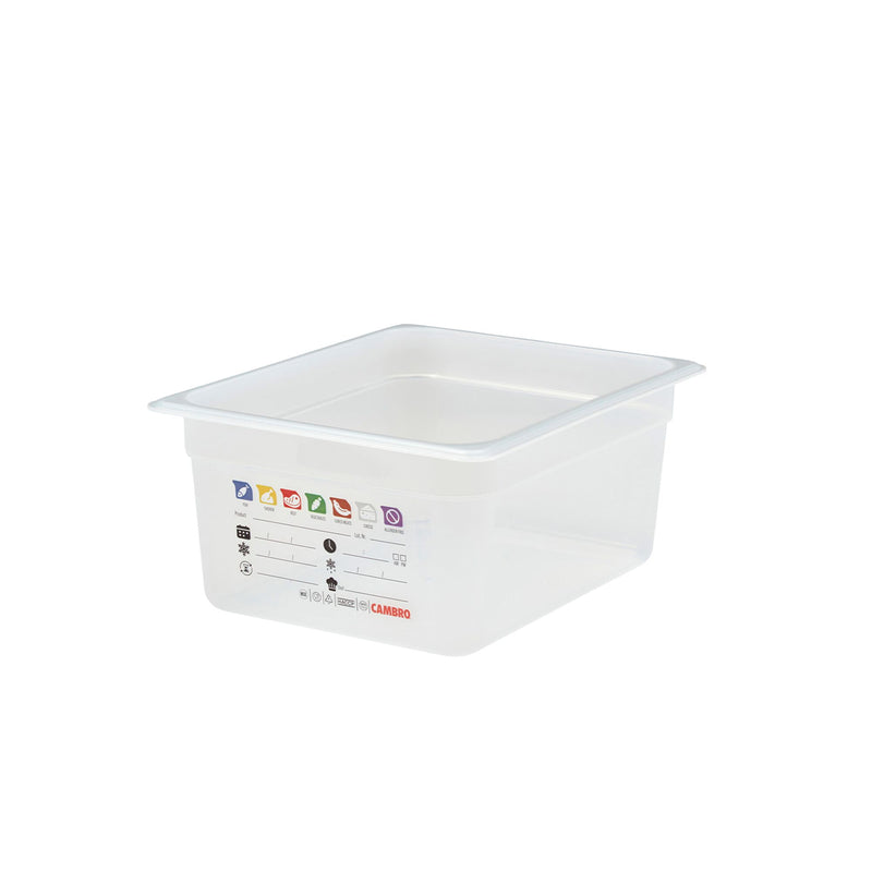 (6 sztuk) CAMBRO | SafeTrak – pojemniki z polipropylenu GN 1/2 – kolor mleczny – wysokość: 150 mm