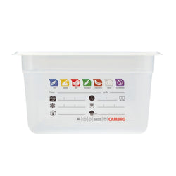 (6 sztuk) CAMBRO | SafeTrak – pojemniki z polipropylenu GN 1/2 – kolor mleczny – wysokość: 150 mm