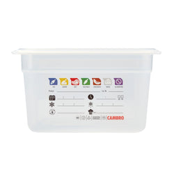 (6 sztuk) CAMBRO | SafeTrak – pojemniki z polipropylenu GN 1/2 – kolor mleczny – wysokość: 150 mm