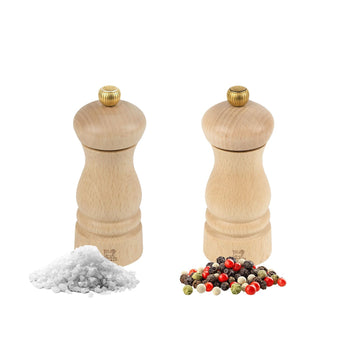 (6 sztuk) PEUGEOT | CLERMONT - Młynki do soli i pieprzu - drewno naturalne - wysokość: 130 mm - Prime Gastro