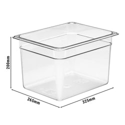 (6 sztuk) CAMBRO | CAMWEAR® - Pojemnik z poliwęglanu GN 1/2 - Przezroczysty - Głębokość: 200 mm