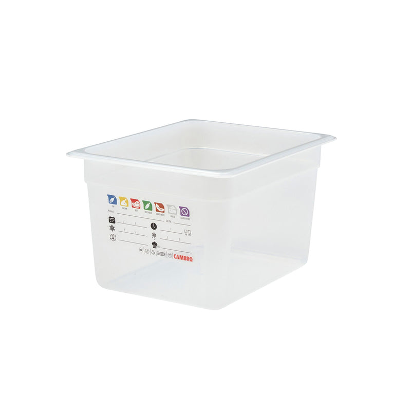 (6 sztuk) CAMBRO | SafeTrak – pojemniki z polipropylenu GN 1/2 – kolor mleczny – wysokość: 200 mm