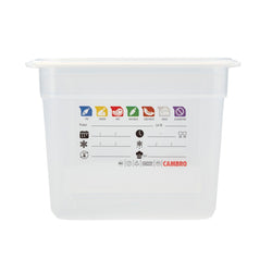 (6 sztuk) CAMBRO | SafeTrak – pojemniki z polipropylenu GN 1/2 – kolor mleczny – wysokość: 200 mm