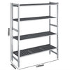 Regał aluminiowo‑polipropylenowy - 1500x360x1800mm - 4 półek - Nośność: 900kg - z odpornych na temperaturę od -30°C do 90°C - w zestawie: 2 stojaki regałowe, 8 poprzeczek, 4 półki
